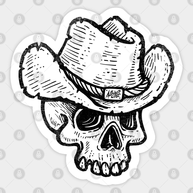 Texan Gothic Cowboy Skull Sticker by BradAlbright